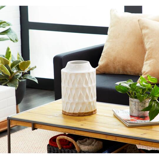 White Porcelain Contemporary Vase, 8" x 12"